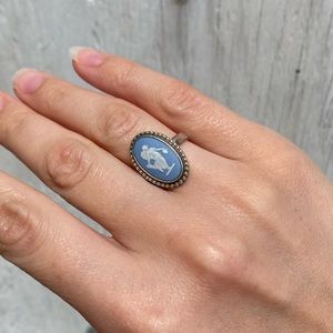 Light blue Cameo Ring Silver